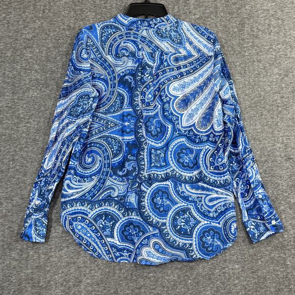 Lauren Ralph Lauren Womens size XL Paisley Print Blue Silk Blend Button Down - Picture 2 of 6